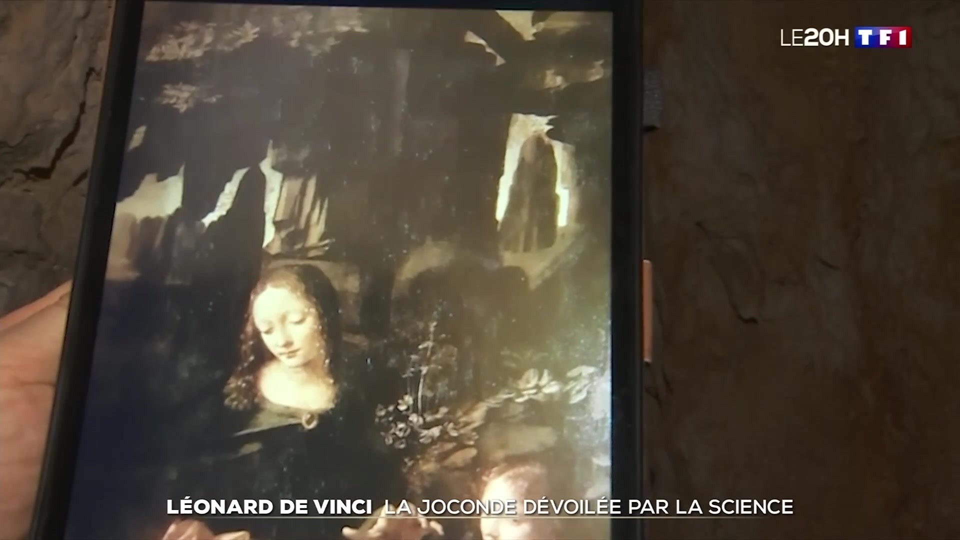 Image du reportage de TF1 sur Léonard de Vinci, avec le logo du 20H de TF1.